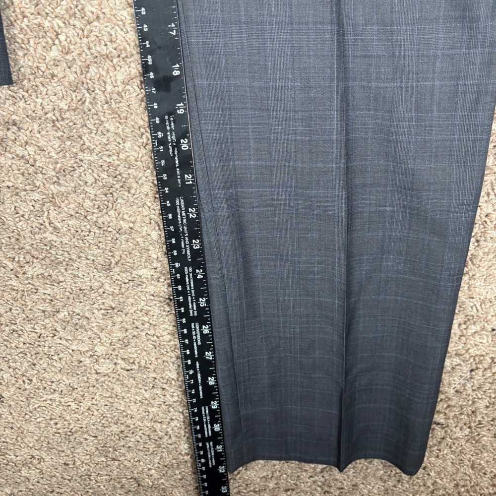 Lauren Ralph Lauren Mens 44R Suit 36x32 Charcoal Grey Blue Glen Plaid Wool Blend - Picture 13 of 16